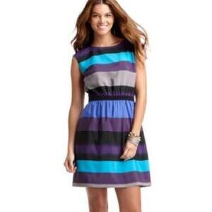 Ann Taylor LOFT Striped Sleeveless Dress Size M